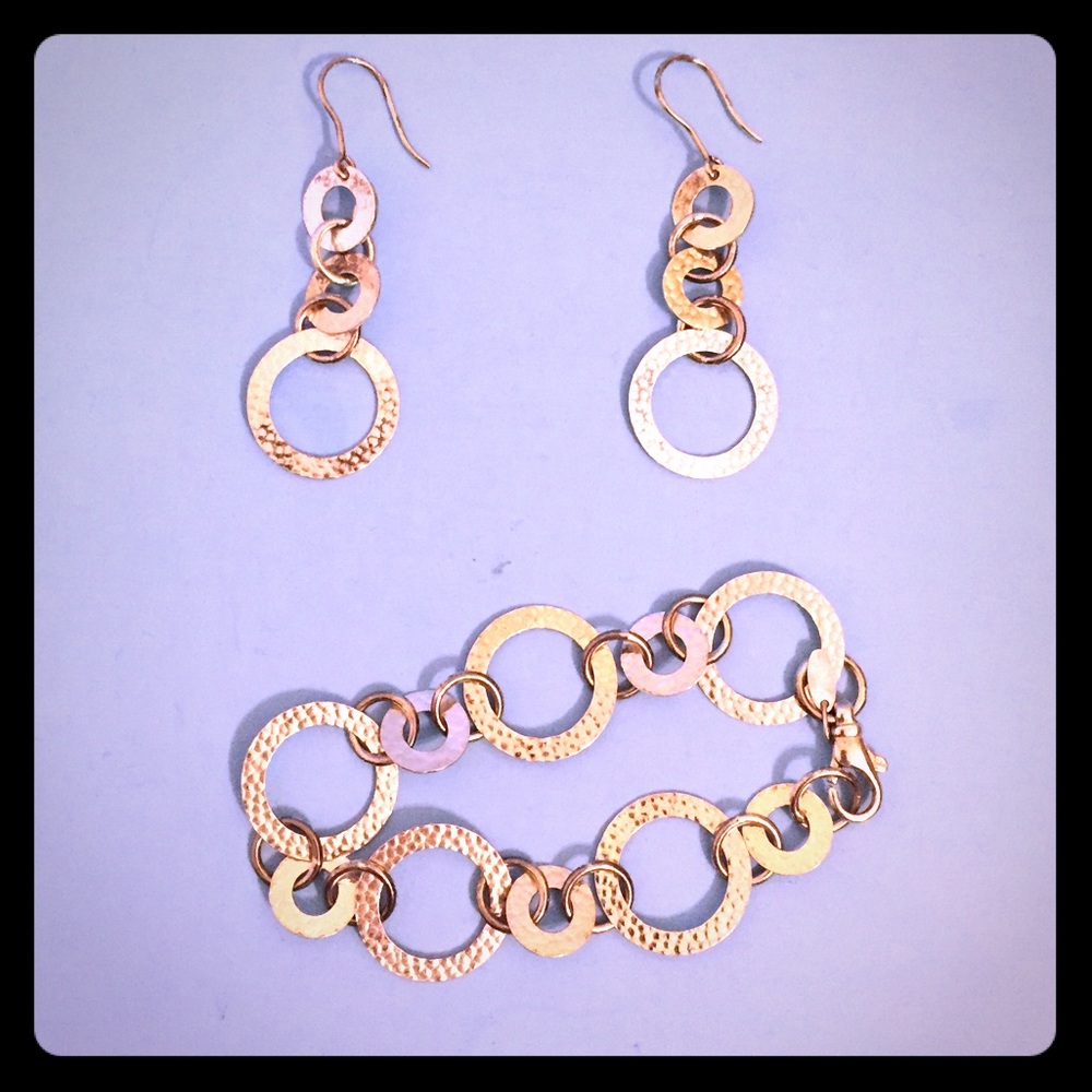 STERLING SILVER BRACELET & EARRINGS SET- GUC - Picture 2 of 7
